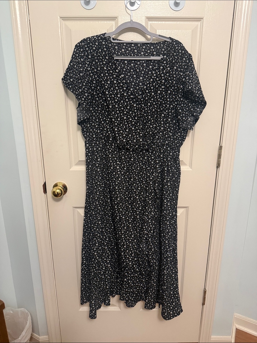 BloomChic Black Maxi Dress with White Floral Print